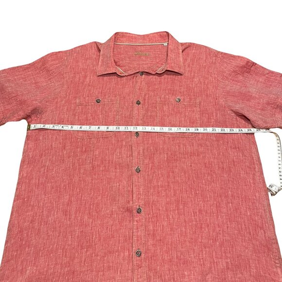 PAOLETTI 100% Linen Shirt Short Sleeve Button Down Pink Men's Size XXL - Picture 12 of 14